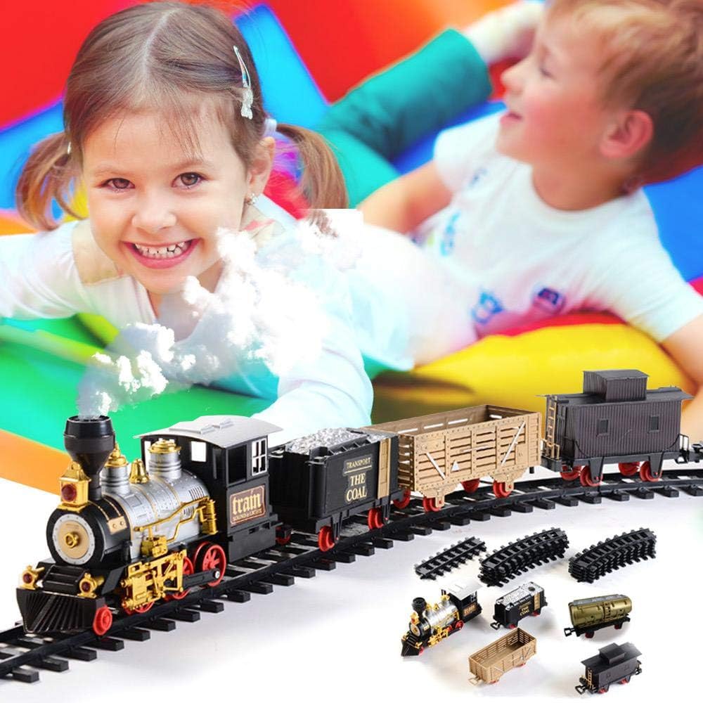 Christmas Train Set For Under Tree,Electric Train Sets For Kids,With Lights & Sounds,162 Inches Railway Tracks For Around The Christmas Tree Battery Operated Toys Xmas Train Gift Boys & Girls
