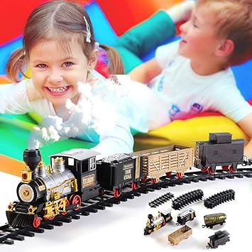 Electric Train Sets for Kids,Christmas Train Set with Lights and Sounds 162 Inches Diameter Round Shape Railway Tracks for Around The Christmas Tree Battery Operated Toys Xmas Train Gift Boys & Girls
