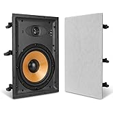 Herdio 2-Way 8 Inch Woofer in-Wall Speaker with Paintable Grille- Immersive Sound and Easy Installation for Living Room/Bedroom/Kitchen/Covered Patio (Single)