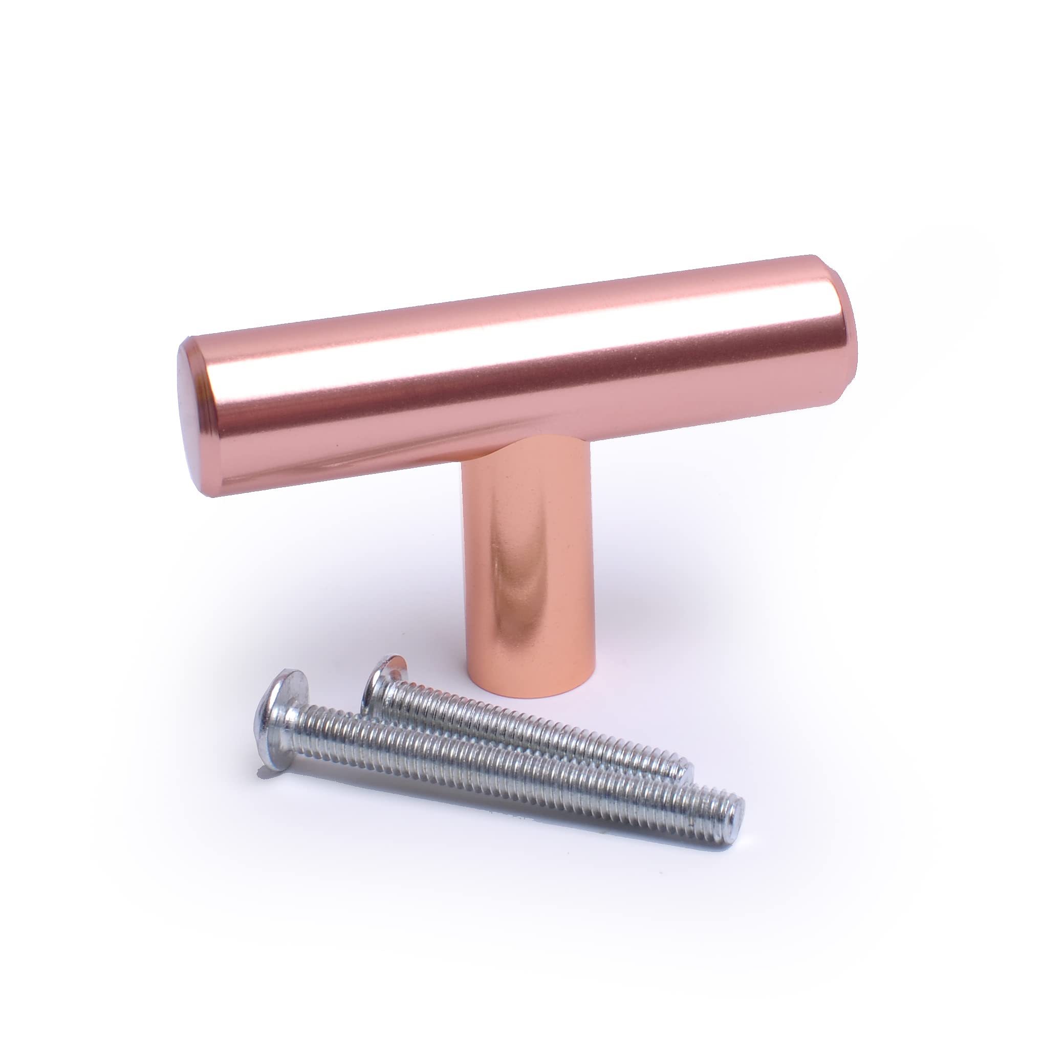 BSM Marketing Kitchen Cabinet Door Drawer Cupboard Knob Solid Rose Gold T Bar Handle (1, T Knob: 50mm)