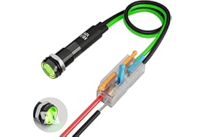 FILN 1Pcs 8MM (5/16") Indicator Light led Indicator 12VAC Metal Pilot Lamp Waterproof ip67 Green Signal Lamp Light(12V-Black Anodized-Green 1Pcs)