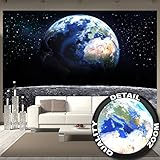 Great Art Wall Mural Planet Earth Mural Decoration World Universe Deep Space Cosmos Space Globe Stars Moon Outer Space I paperhanging Wallpaper poster wall decor by (132.3 x 93.7 Inch/336 x 238 cm)