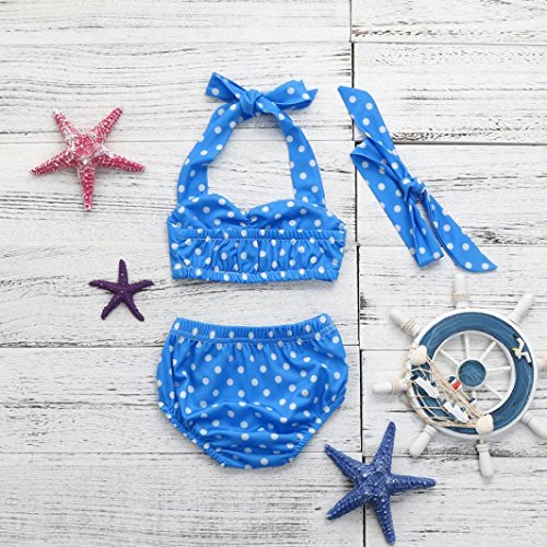 Leegor 3Pcs Baby Swimsuit, Infant Girls Swimwear Straps Dot Swimsuit Bathing Bikini Set Outfits