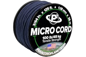 Paracord Planet Micro Cord – Thin 1 Strand Type I Braided Paracord for Crafting, Fishing, and DIY Projects in 125 ft – Navy B
