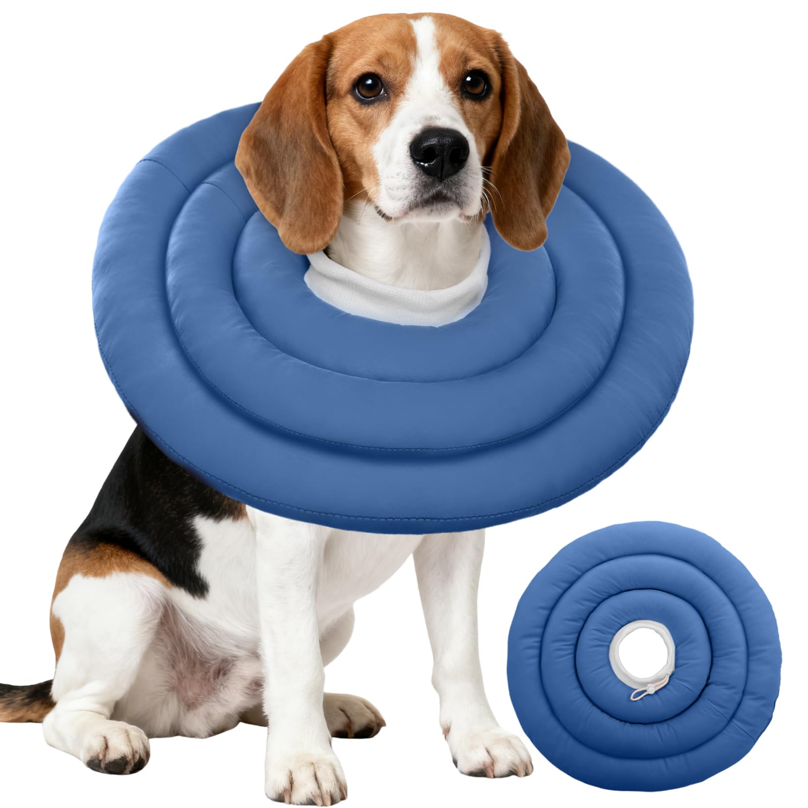 Photo 1 of IDOMIK Dog Recovery Collar, Waterproof Soft Dog Cone After Surgery, Comfy Protective Elizabethan Collar Alternative for Dogs Cats, Adjustable Pet Neck Donut Cone Anti-Licking Biting Wounds,Navy,XL
