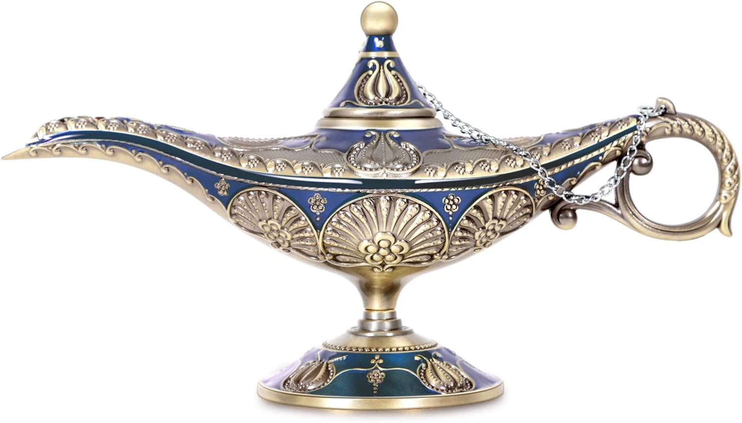 Oil Lamps & Accessories - Gusnilo Vintage Aladdin Lamp Genie Wishing Lamp Decoration Magic Lamp Bronze,Classic Arabian Props Party Decoration Home Decoration Prop Lamp for Party/Birthday/Halloween(Bronze Blue)