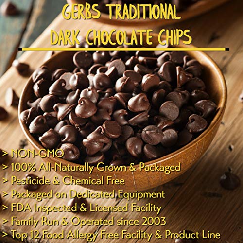 Gerbs Dark Chocolate Chips, 2 LBS (semi-sweet) - Top 14 Food Allergen Free & NON GMO - Product of Canada - Thumbnail 2