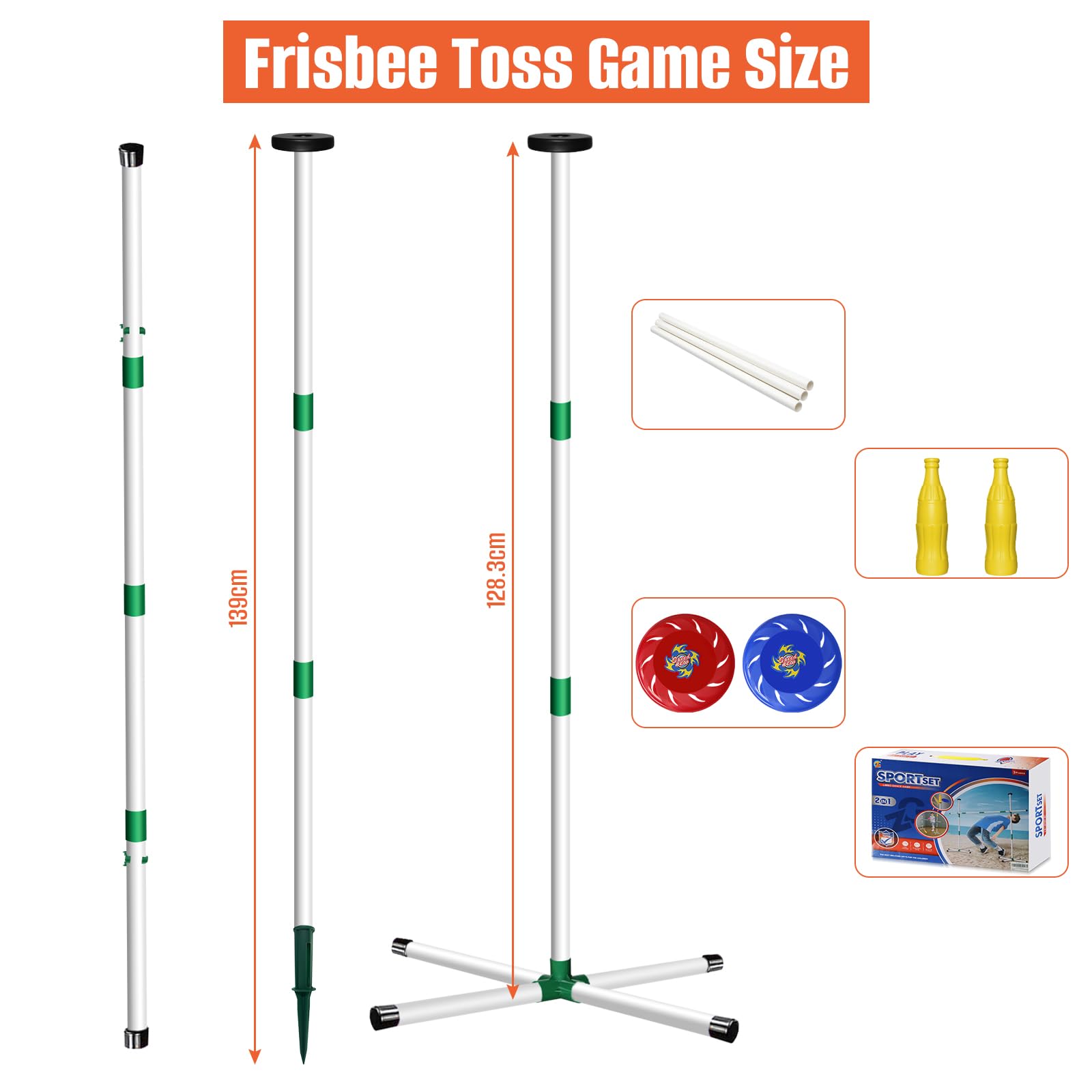 Condition photo showing New/Like New for kovshuiwe flying disc game set, bottle smash disc toss game- indoor & outdoor team game, disc toss o