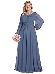 Ever-Pretty Women's Round Neck Long Lantern Sleeves