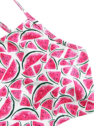 SOLYHUX Women's Floral Top High Waist Bottom Padding Bikini Set Pink M