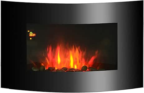 HOMCOM Chimenea Eléctrica de Pared Estufa Eléctrica Calentador de Fuego