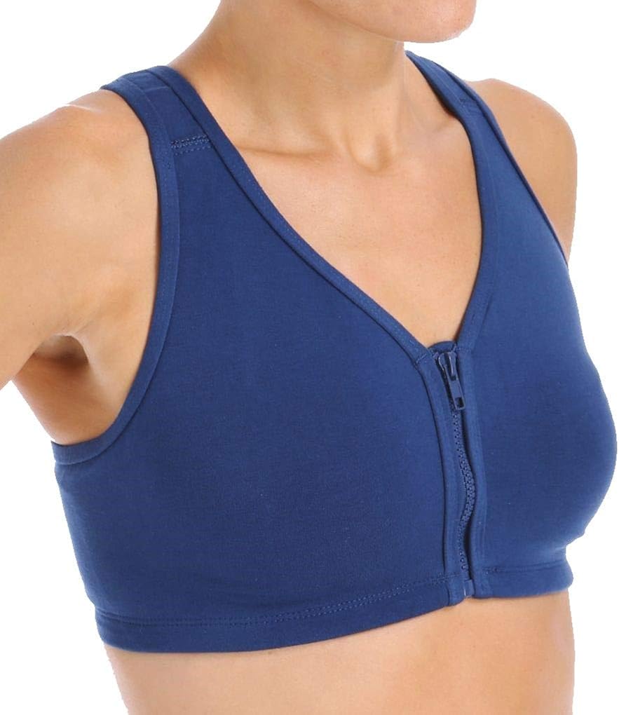 Valmont ZipFront Sports Bra Style 1611A (52D/DD, Navy) at Amazon Women