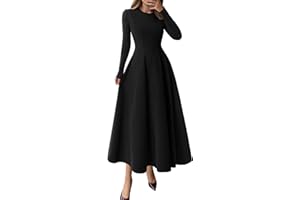 PRETTYGARDEN Cocktail Dresses for Women 2025 Elegant Classy Fall Long Sleeve Midi A Line Flowy Modest Winter Party Dress