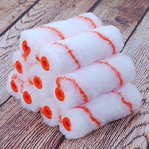 Foam Paint Roller, Roller Frame with Covers, 4 inch Mini Paint Roller Kit with 10-Piece Tool for Home Repair and Professional Painting by Aixpi(White-Orange)