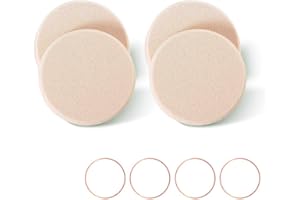 OWLFAVO 4pcs Round Makeup Sponges Supplement, Beauty Face Primer Compact Powder Puff, Blender Sponge Replacement for Cosmetic Flawless Foundation, Sensitive and All Skin Types