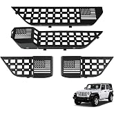 MAIKER 4PCS Metal Front Rear Door Storage Box Compatible with 2018-2025 Jeep Wrangler JL JLU 4XE &amp; 2020-2025 Gladiator JT, Insert Organizer Box Pockets for Replace Sagging Nets, Black