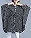 ellazhu Women Bat-Wings Sleeve Stripe Button-Down Chiffon Blouses GA03