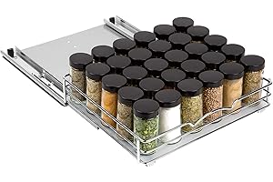 Pull Out Cabinet Organizer for Spices, Cans - Heavy Duty with Lifetime Limited Warranty - Pull Out Spice Rack- Chrome 12-3/8"