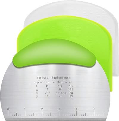 Vicloon 3 Pcs Dough Scraper Set Stainless Steel Plastic with Scale