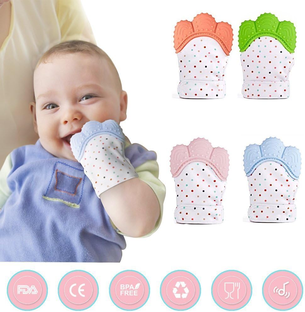 Teething Mitten Mitt Glove Silicone Baby Teether Toy for Girls Chews Soother Age 3-12 Months