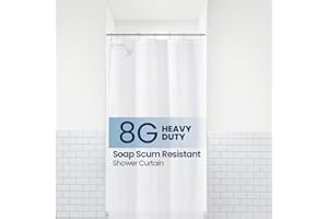 LiBa PEVA 8G Bathroom Small Shower Stall Curtain Liner, 36" W x 72" H Narrow Size, White, 8G Heavy Duty Waterproof Shower Sta