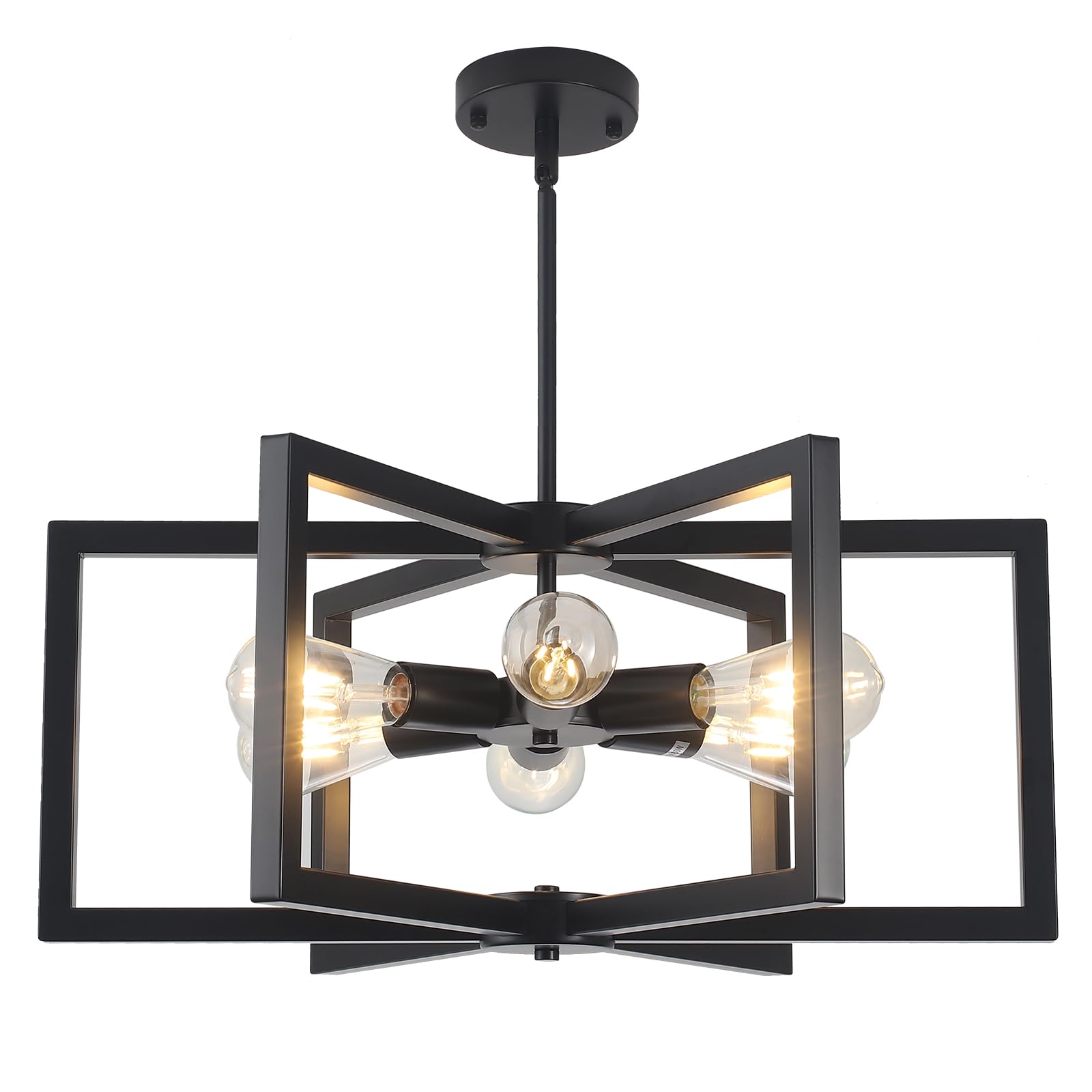 View 1 of **MISSING HARDWARE AND KEYS**
DWLGIGH Modern Farmhouse Chandelier, 23.6'' Large Black Chandelier Light Fixture Industrial Geometric Chandeliers for Dining Room Entryway Living Room Kitchen (6 Lights, E26)