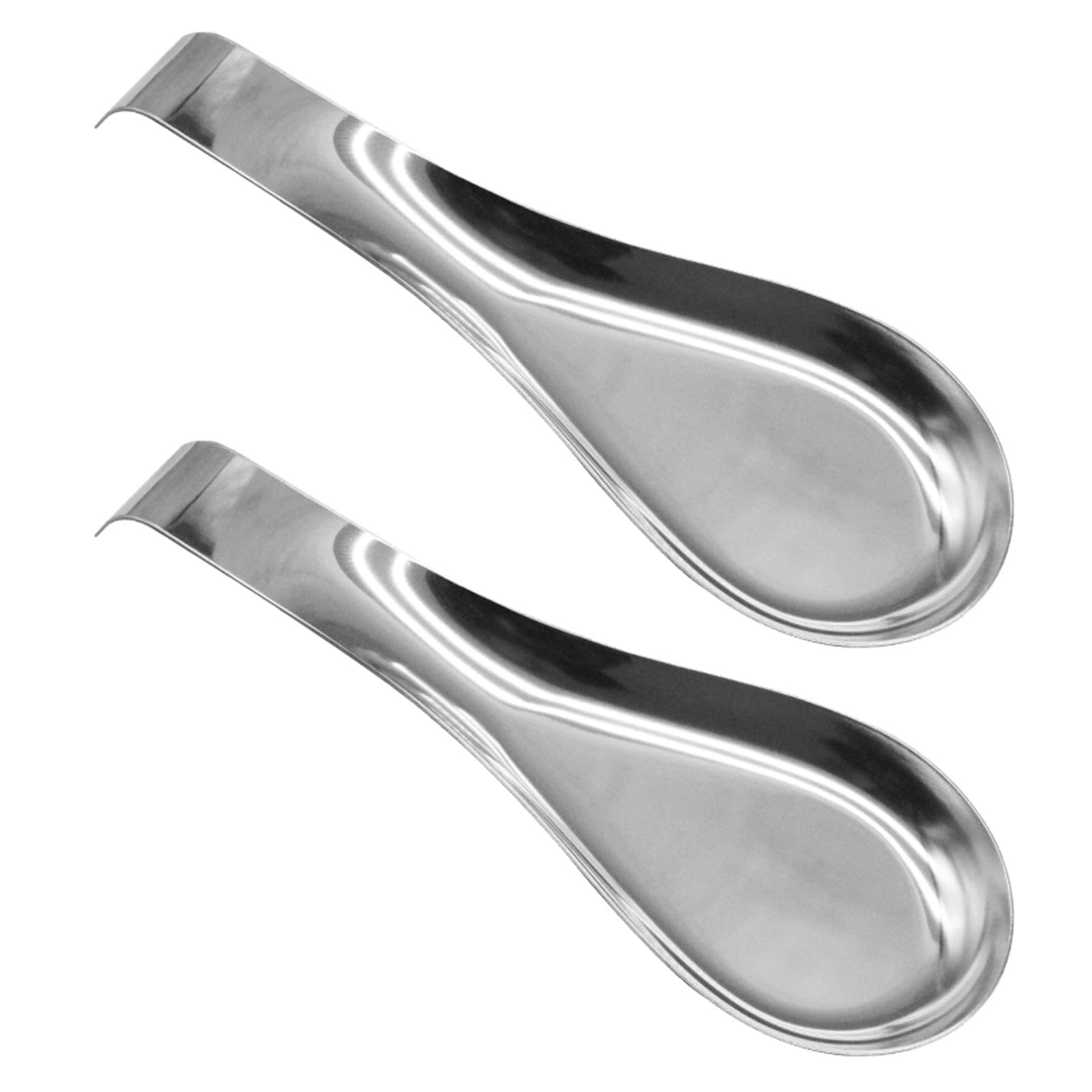 Faderr 2pcs Spoon Rests Stainless Steel Reusable Ladle Rest Utensil Stable Durable Spoon Holder Kitchen Spoon Rest for Stove Top Kitchen Counter(silver)
