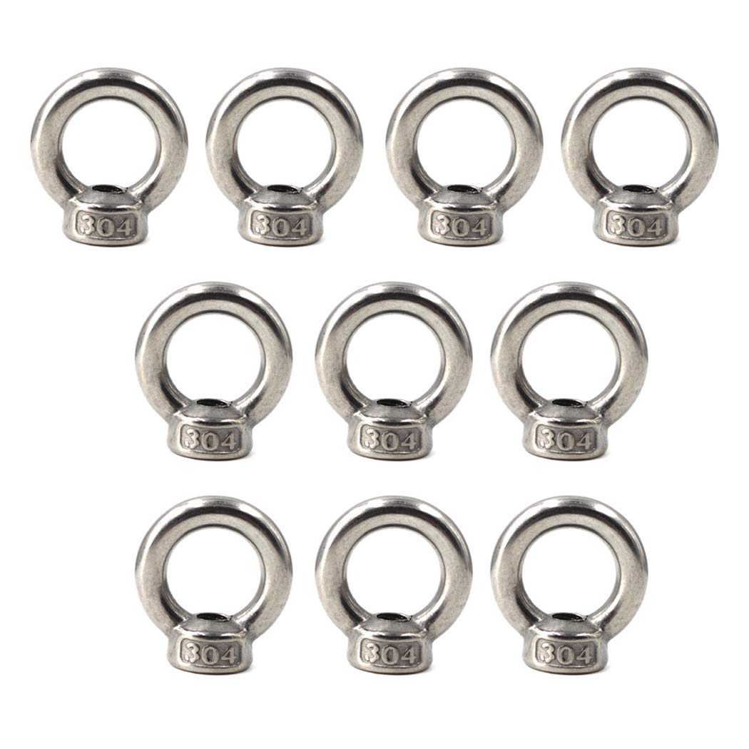 M6 Lifting Eye Nut 304 Stainless Steel Ring Eye Bolts Threaded Nuts Pack of 10
