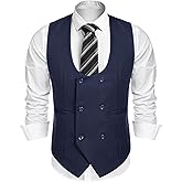 COOFANDY Men's Suit Vest Slim Fit Double Breasted Dress Vest Casual Business Formal Waistcoat