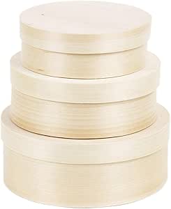 Bartu - Caja de madera con tapa (3 unidades), color natural: Amazon.es: Hogar