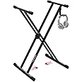 Liquid Stands Piano Keyboard Stand - X Style Adjustable and Portable Heavy Duty Music Stand for Kids and Adults - Fits 54 61 88 Key Electric Pianos - Double Braced Foldable Digital Piano Table Stand