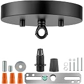 Qc Ceiling Light Cover Plate, 6 inch Canopy Kit for Chandelier and Pendant Light, Light Fixture Cover Plate with Hardware, Ceiling Light Mounting Parts (Black)