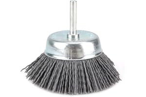 JUFAY 3inch（75mm）Nylon Abrasive Cup Brush with 1/4" Shank Gray Grit 120