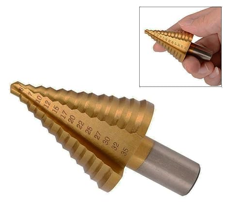 HSS Stufenbohrer 5-35mm Hex Shank Titanium Schälbohrersatz Set Kegelbohrer 13 Schritte Runde Schaft Gerade Flöte Schritt Bohr