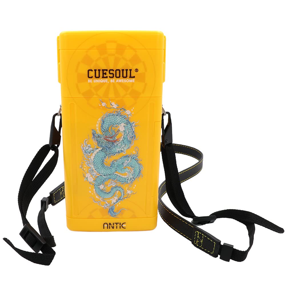 CUESOUL ANTIE Hard Dart Case,Holds 6 Steel Tip Darts/Soft Tip Darts & Extra Accessories,with Four Mythological Symbols Design,Durable Use