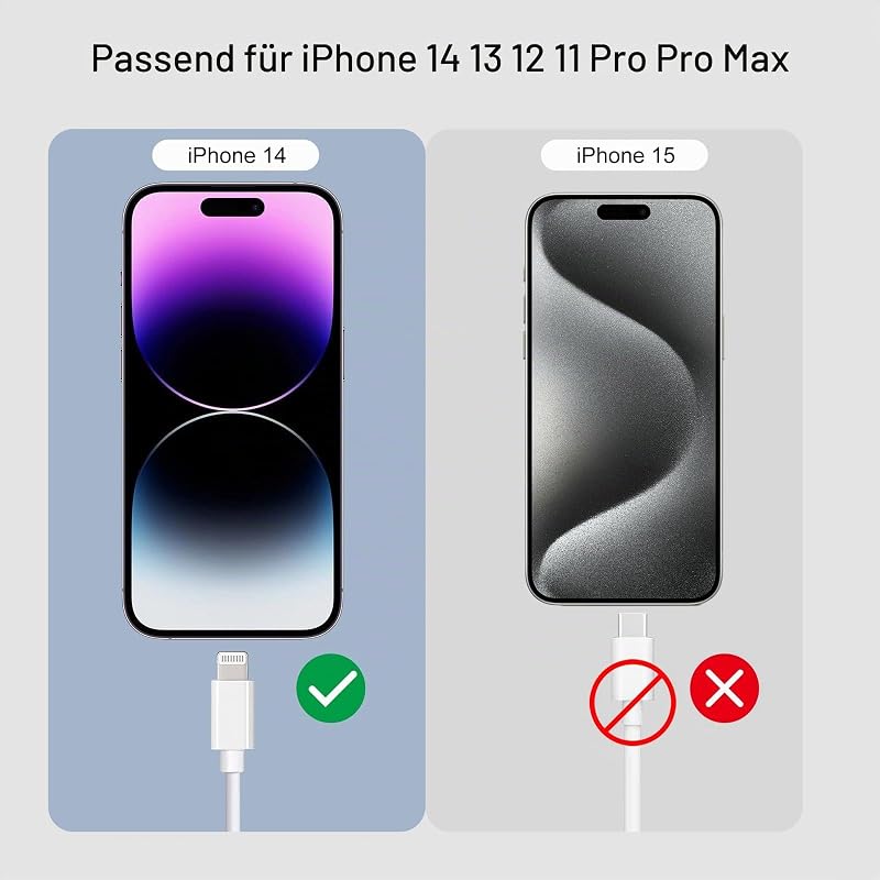 Schnellladegerät für iPhone 14 13 12 11 [Pro/Plus/Pro Max] - 25 W USB-C-Ladegerät und Lightning-Kabel von 1 m — Foto 4 von 7