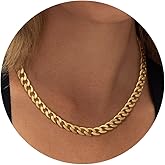 Moodear Gold Necklace for Women Dainty Chunky 14K Gold Plated/Sliver Plated Chain Necklace Cuban Link Paperclip Chain Choker Toggle Clasp Layered Necklace for Women Trendy Fashion Gift