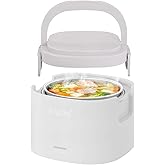 LoftyChef Portable 20-Ounce Electric Heated Lunch Box, 2.5-Cup Food Warmer for Travel & Office, Leak-Proof Silicone-Sealed Lid, Foldable Handle, Ideal for Soup, Chili & Leftovers, Grey