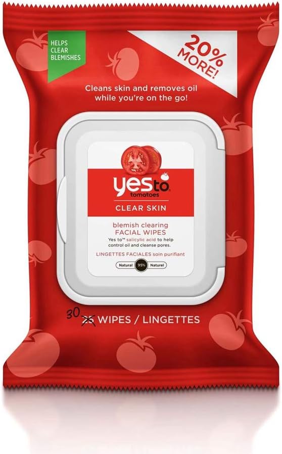 Yes To Tomatoes Clear Skin Blemish Clearing Facial Wipes, 30 Count