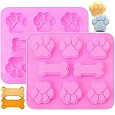 Puppy Dog Paw & Bone Shaped Chocolate Silicone Mold 2PCS-8 Cavity Candy Cookie Silicone Mould Ice Cube Tray Homemade Dog Treats Baking Tools