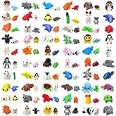 102 Pcs Mini Random 3D Printed Animal Figurines Set, Flexible Articulated Fidget Toys,Surprise 3D Printed Animals Cute Desk Decor, Party Favors, Classroom Rewards(Large & Small Sizes)