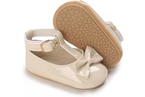 WILLFUN Baby Girls Mary Jane Flats Floral Princess Dress Crib Shoes Non-Slip for Toddler First Walkers