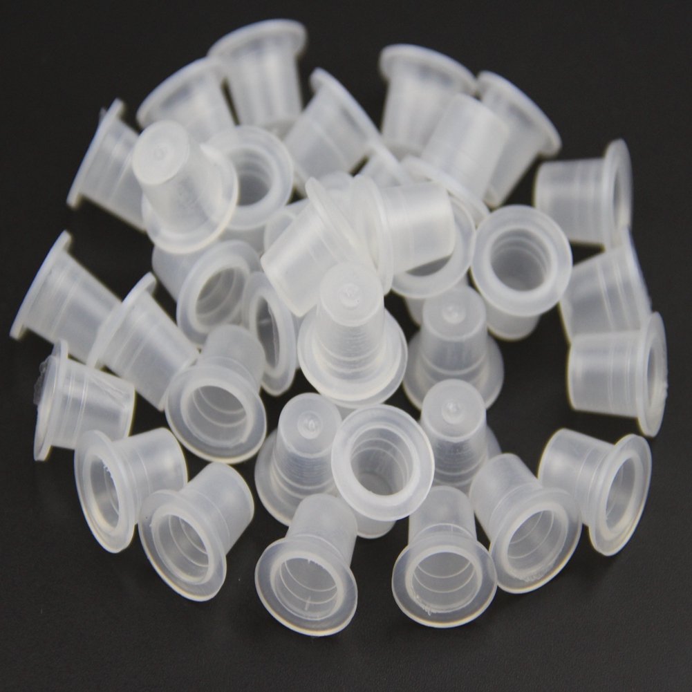 Tattoo Ink Caps Cups,500PCS Small Plastic Tattoo Ink Cups Microblading Makeup Tattoo Pigment Ink Caps 9mm Ink Caps for Tattoo Ink