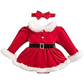 Afunbaby My First Christmas Outfit Newborn Girl Christmas Dress Santa Claus Baby Onesie Romper Dress Winter Clothes