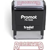 Promot Received Self Inking Stamp - Received Stamper for Office Use (Red) | Bold High-Visibility Imprint, Crisp &amp; Consistent Impressions, Thousands of Clear Stampings, Refillable Ink System