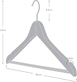 HANGERWORLD Box of 10 Wooden 45cm Coat Hangers with Non Slip Bar Natural view 7