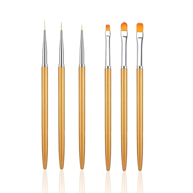 6PCS Nail Art Liner Brushes, Professional Small Size Nail Art Brushes Set Acrylic