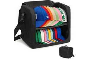 Noamus Large Baseball Hat Bag, Caps Storage Organizer Carrier for Traveling Moving, Portable Snapback Hat Holder Case, Fitted