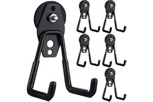 Landhoow Large Magnetic Hooks Heavy Duty Garage Magnet Hooks Strong Storage Utility Magnetic Hangers with Anti Slip Rubber Coating for Indoor and Outdoor Hanging(Black,6 Pcs)