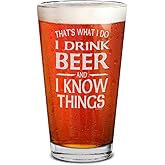 shop4ever That's What I Do I Drink and I Know Things Laser Engraved 16 oz. Beer Pint Glass Funny Drinking Beer Glass